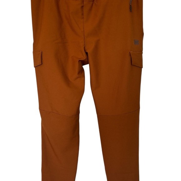 FLX Pants Mens Dark Orange Cargo Jogger Performance Drawstring Athleisure - Picture 3 of 5